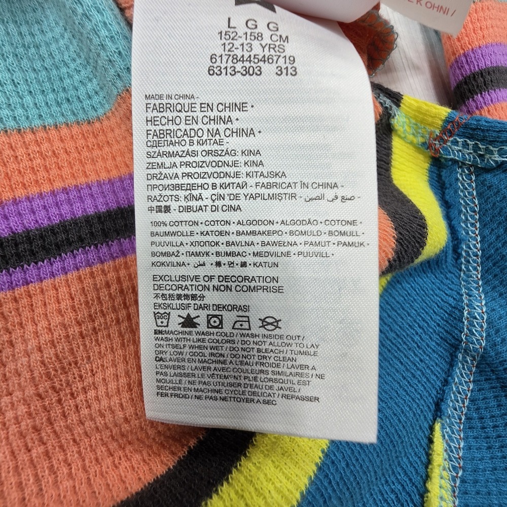 Nike Multicolor Striped Waffle Knit Ruched Hoodie Long Sleeve Shirt L Skate Y2K - Picture 6 of 9
